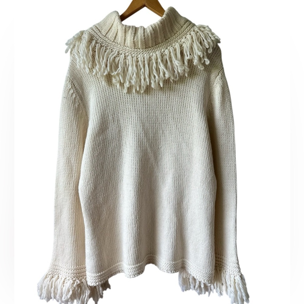 Ortensia Fringe Cowl Neck Sweater - Cream